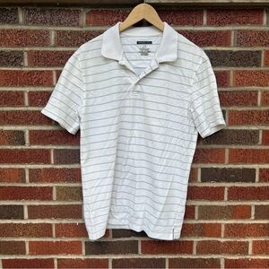 Van Heusen Cream and Tan Striped Collared Short Sleeve Polo Shirt